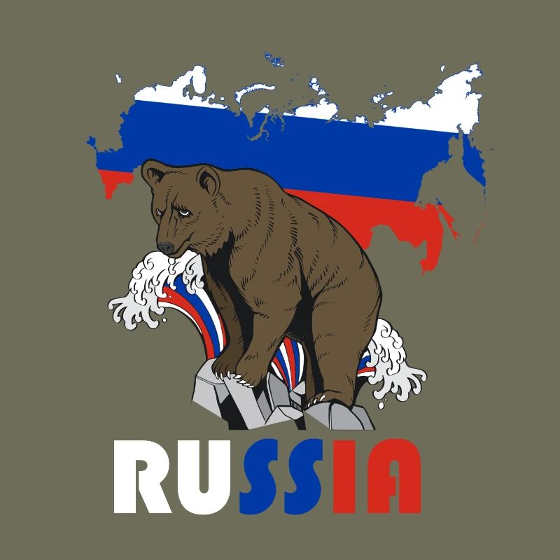 Russie conception de l’ours avec carte et drapeau