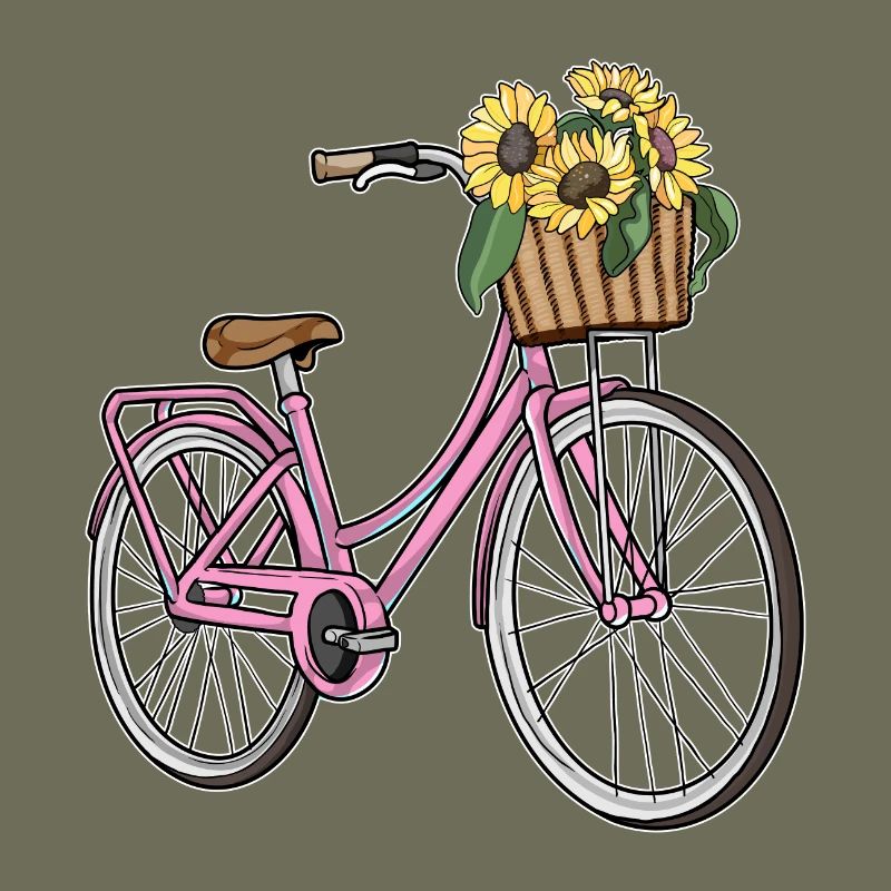 Vélo de dames avec panier de fleurs