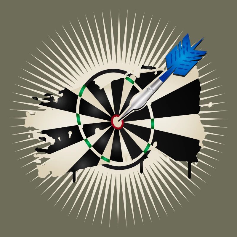 radiant dartboard with blue dart arrow