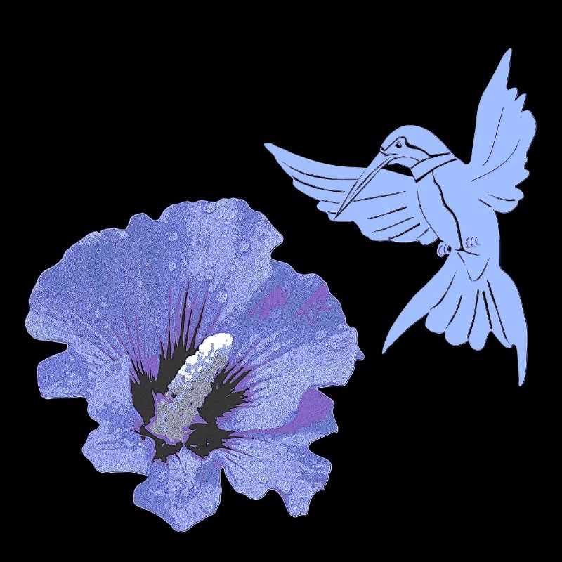 geschenke mit kolibris, Kolibrisilhouette Hibiskus