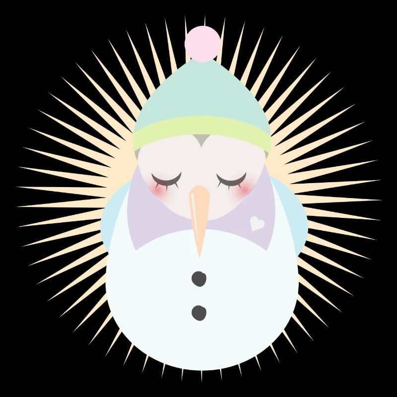 radiant snowman in pastel with cap