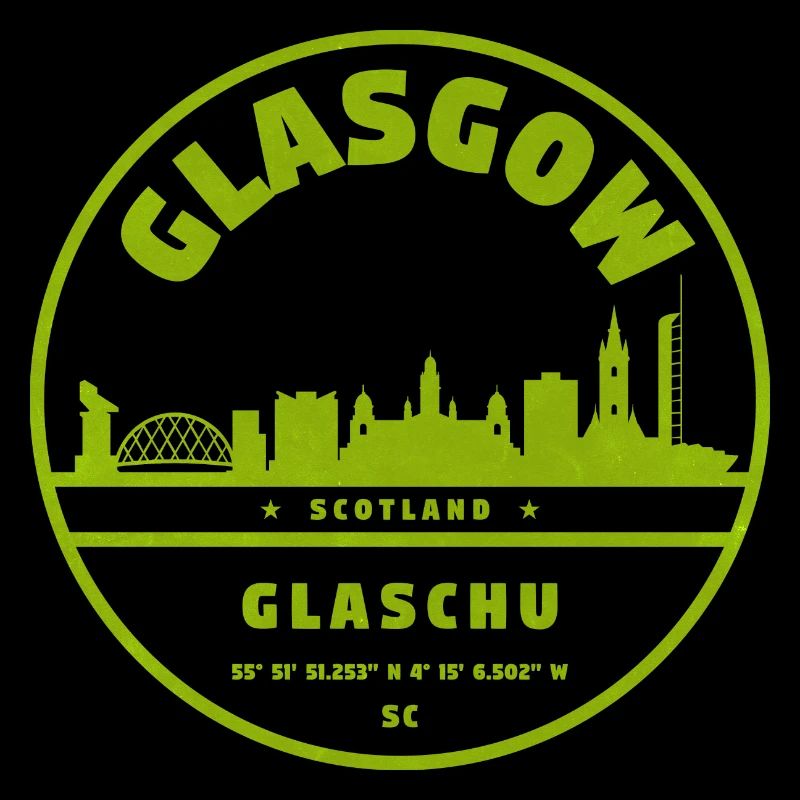 Glasgow Skyline Grünes Rundlogo