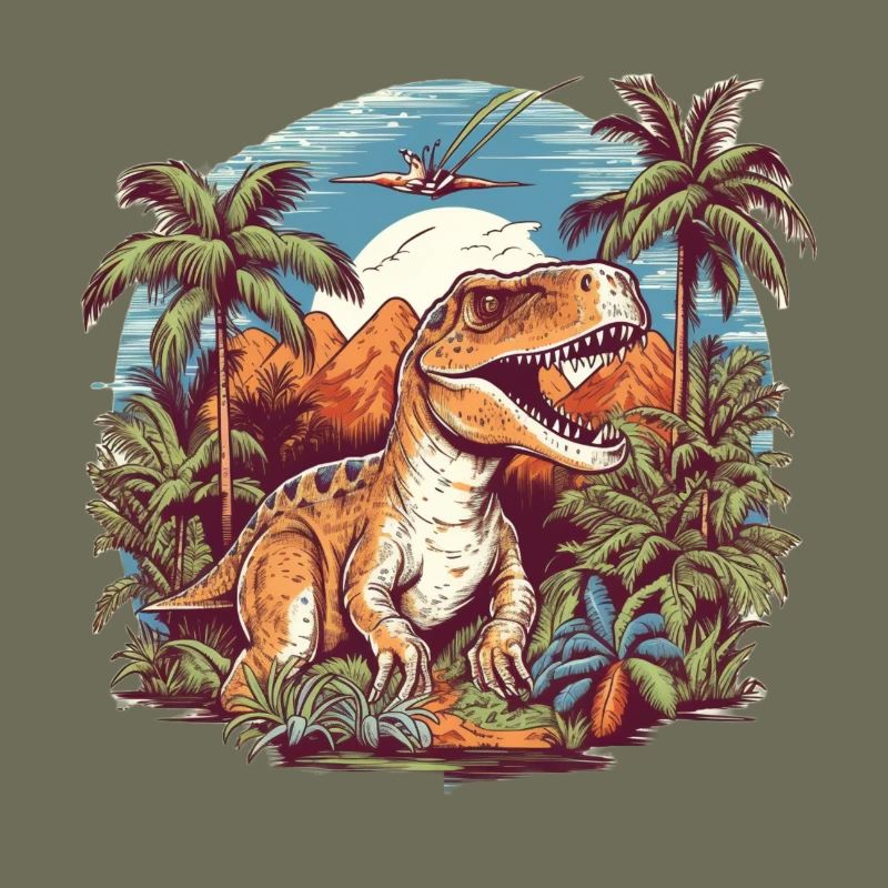 Dinosaurier in Urzeitlandschaft