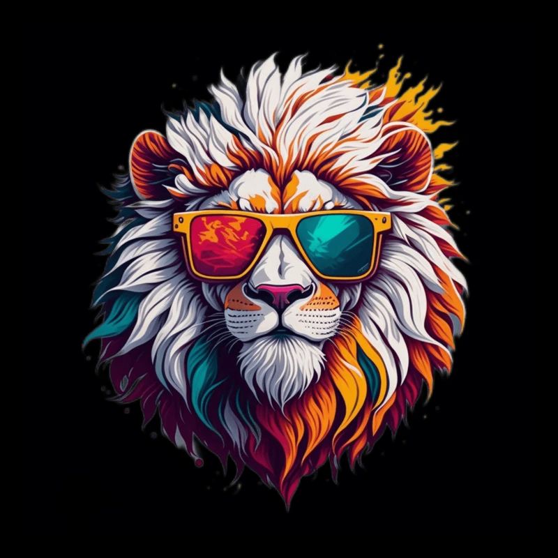 Lion à lunettes de soleil néon