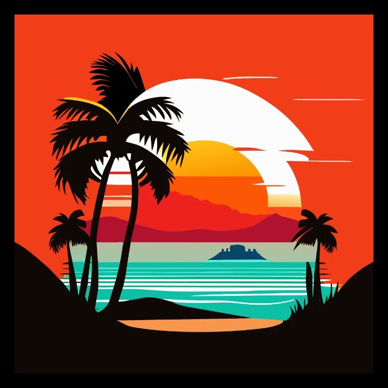 Tropical sunset on the palm beach