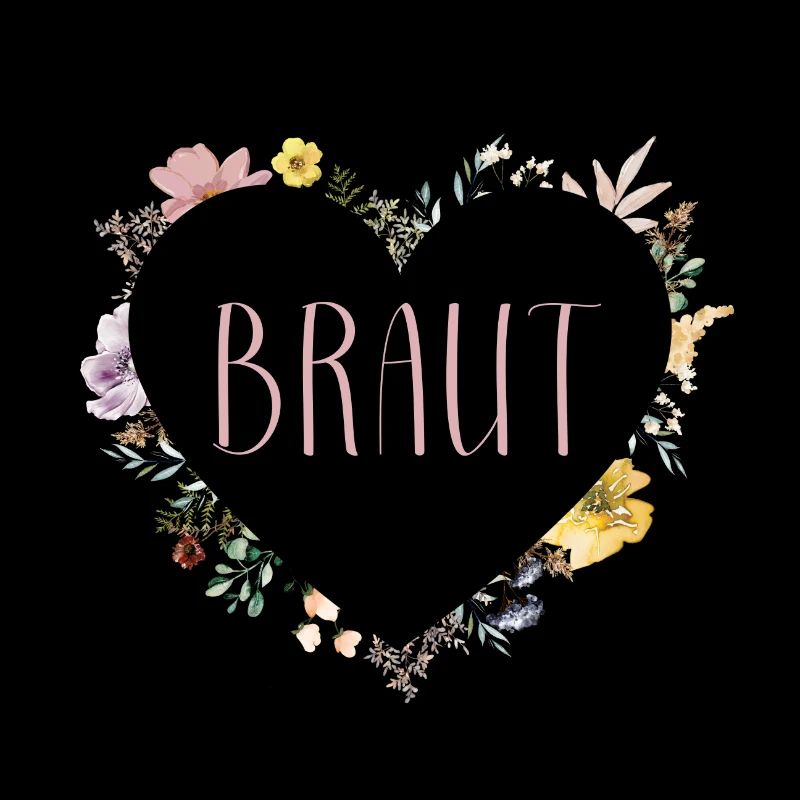Team Braut! Herz-Blumen, personalisierbar