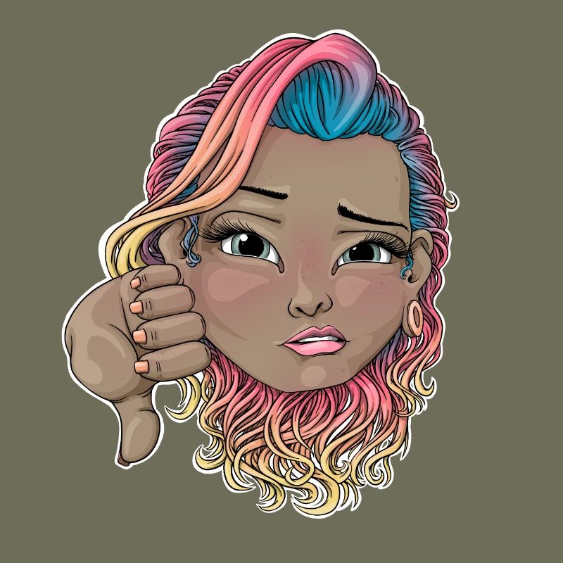 Multicoloured Hair with Disapproval Gesture