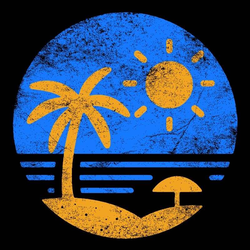 Plage Vintage Bleu Orange
