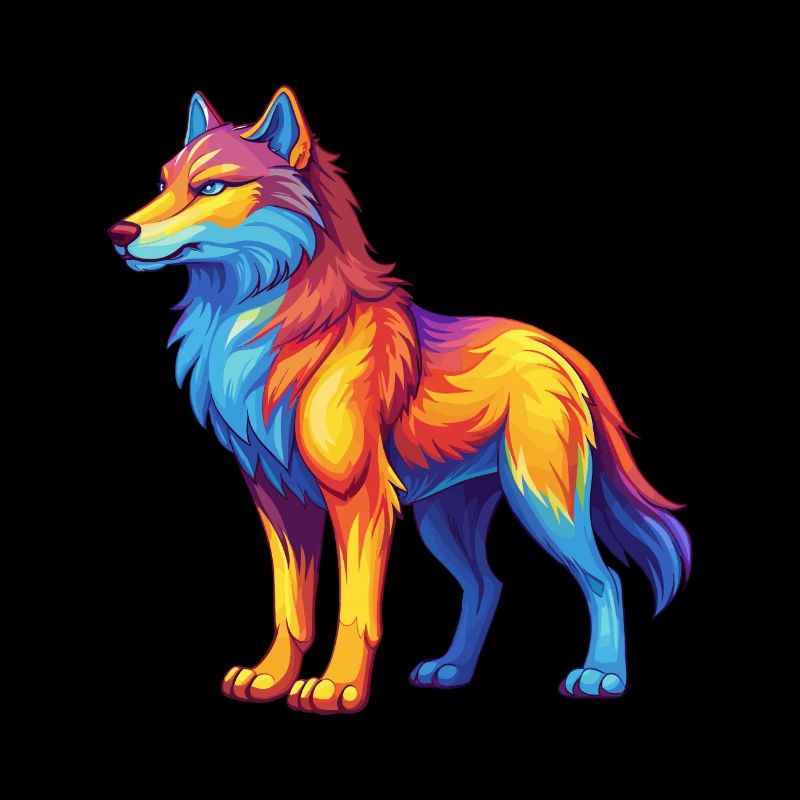 Arctic Wolf Colorful Kawaii Cartoon Character