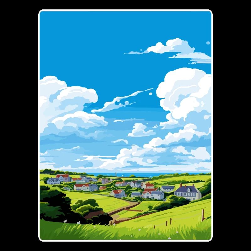 Crantock, Cornouailles, Angleterre, Affiche de voyage, Souvenir