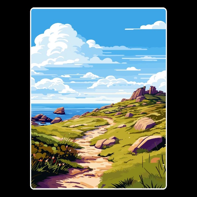 Lands End Cornouailles Angleterre Affiche de voyage souvenir