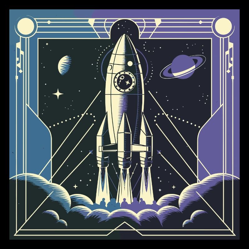 Fusée Art Déco – Design spatial de science-fiction vintage