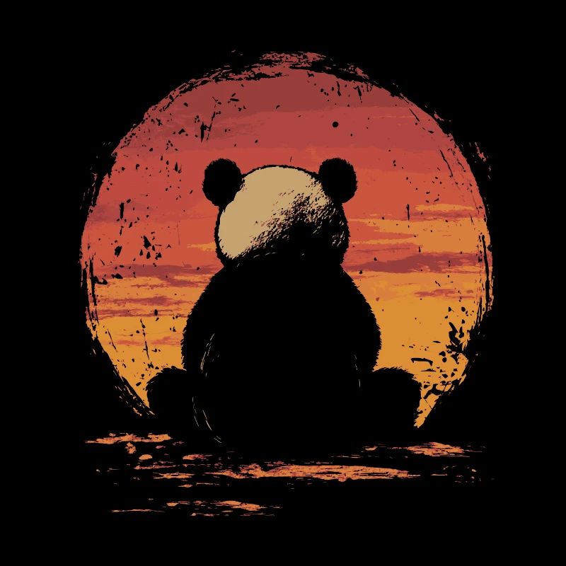 Panda vintage coucher de soleil