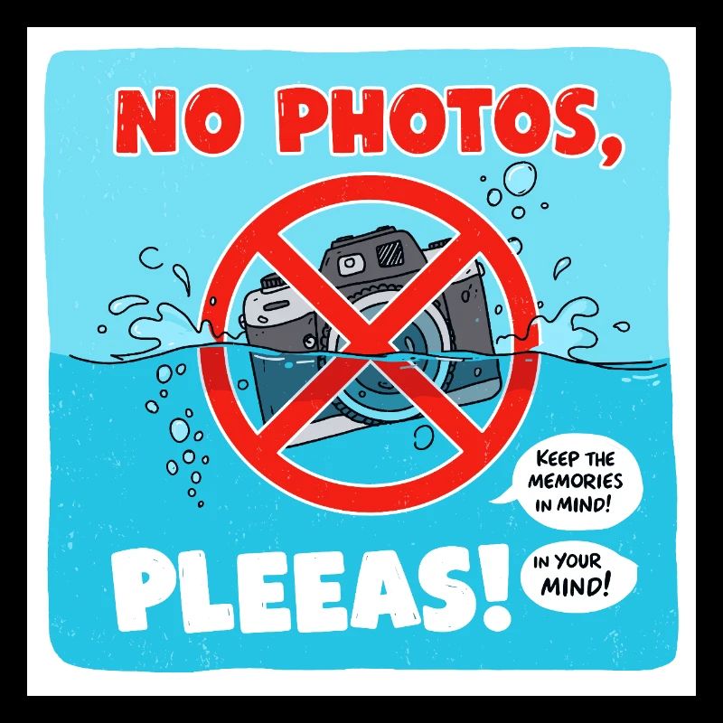Pas de photos dans la piscine ! Photo : Panneau d’interdiction