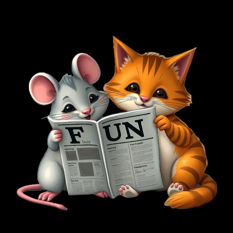 Couple mignon chat et souris dans la mise en page du journal