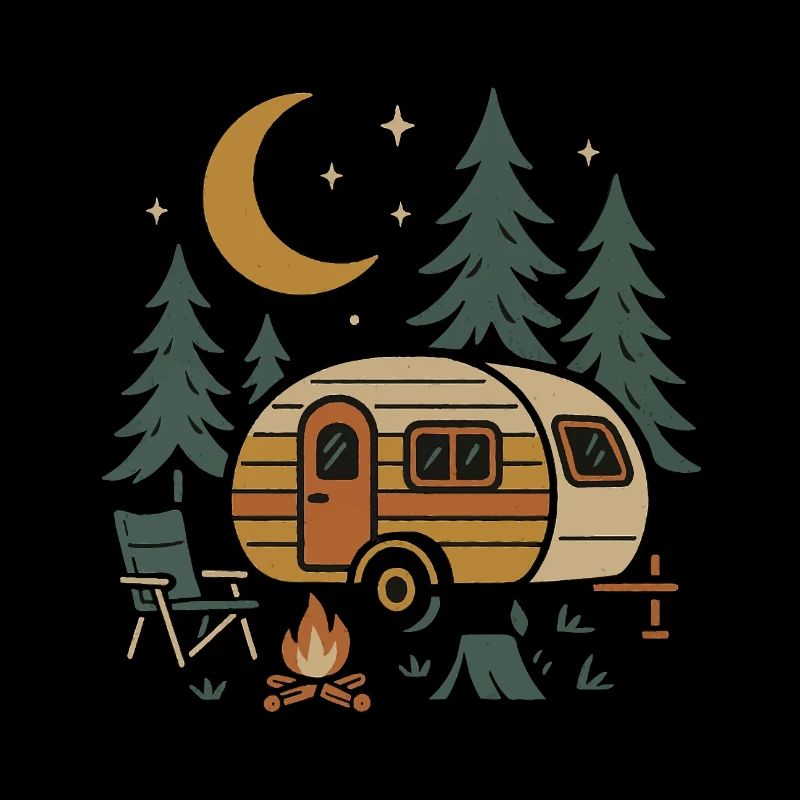 Nächtliches Camping-Szenen-Design