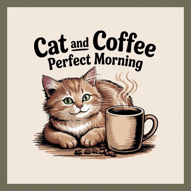 Katze und Kaffe ist ein perfekter Morgen