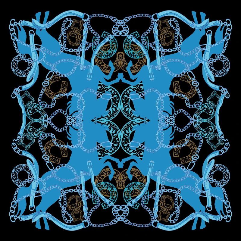 Pferdeliebe blaue Pferde Muster in Blau und Gold
