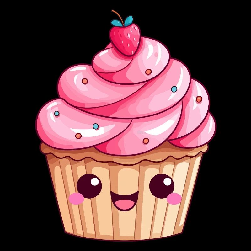 Conception mignonne de cupcake tourbillon de fraises