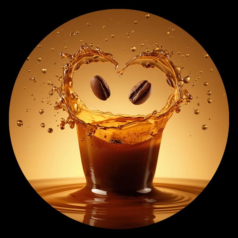 Joie du café dans les éclaboussures d’eau