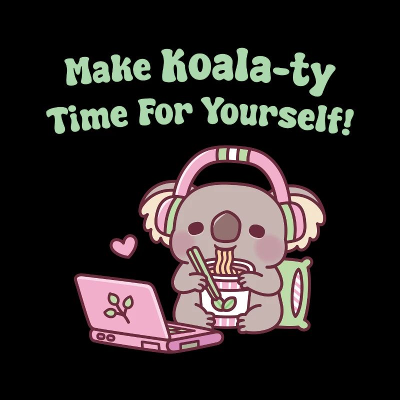 Süßer Koala, der Nudeln isst, machen Koala-Zeit