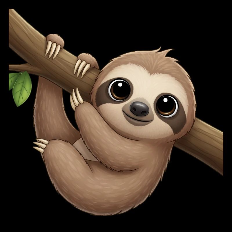 Cute sloth with branch