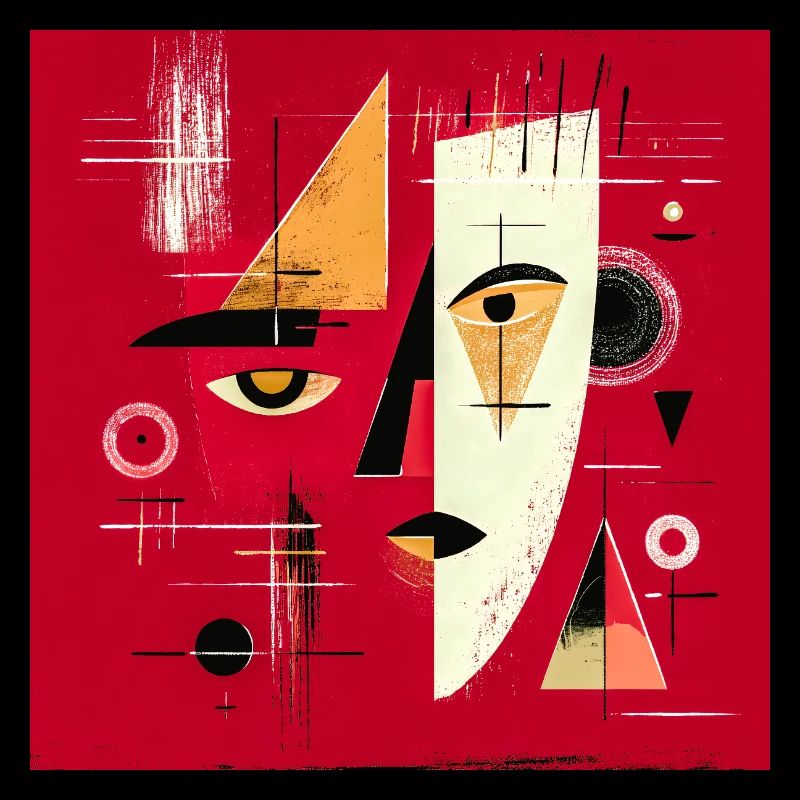 Contemporary Abstract Face in Red