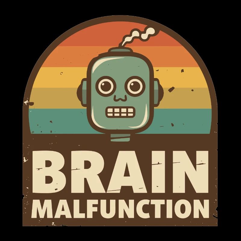 Robot rétro avec coucher de soleil arc-en-ciel