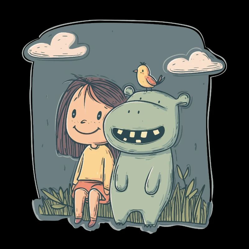 Mädchen und Nilpferd Freundschaft