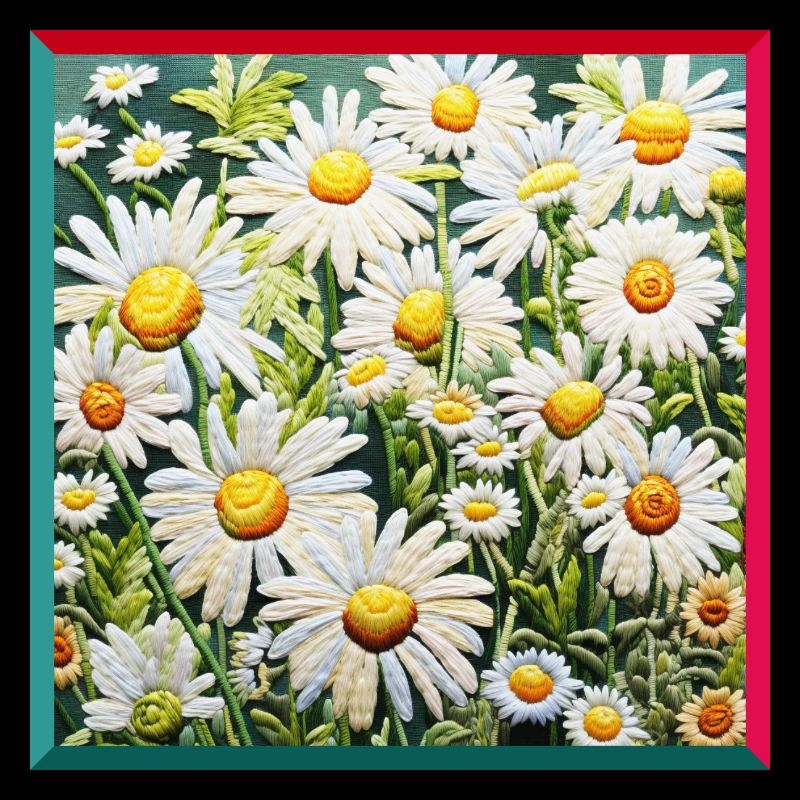 Embroidered Chamomile Floral Pattern Embroidery Garden