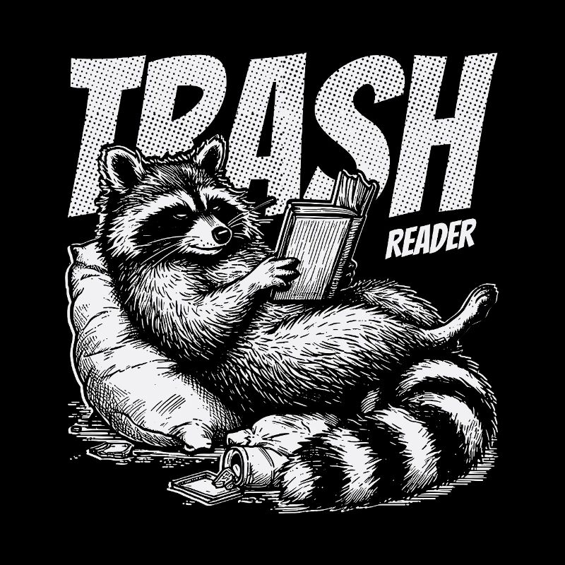Trash Reader Funny Raccoon Bookworm Retro