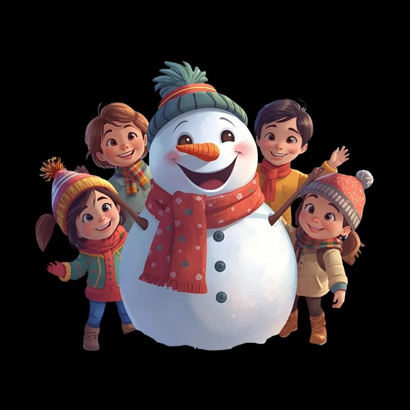 Schneemann und Freunde im Winter