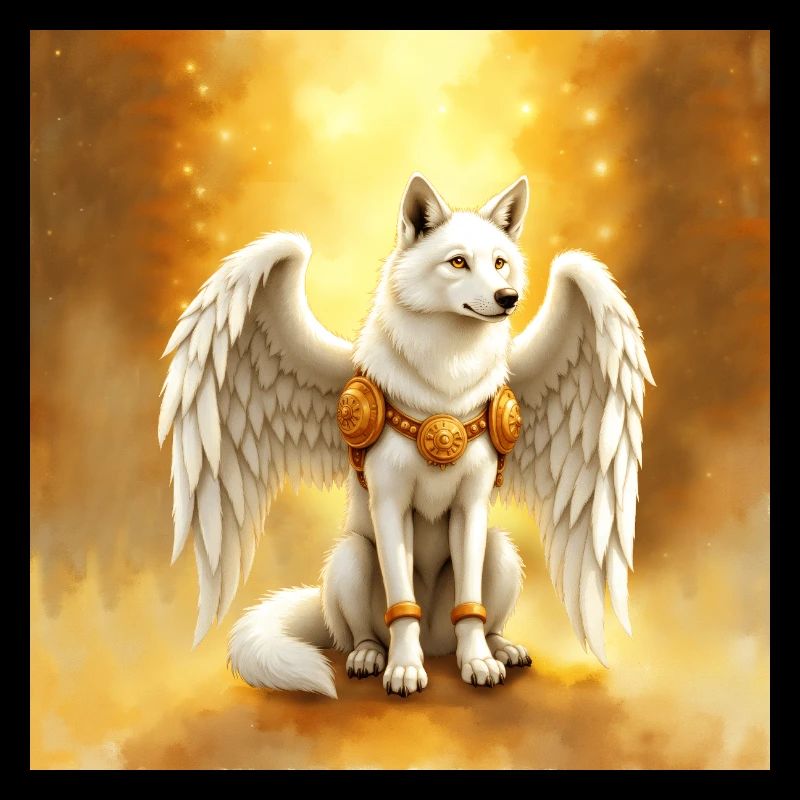 Golden Aura Winged Wolf