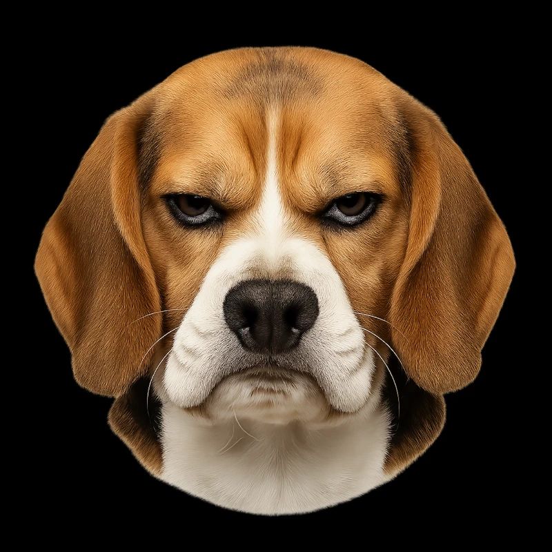 Beagle-Porträt mit ernster Mimik