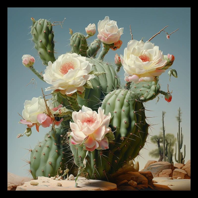 Cactus flowers in the desert light