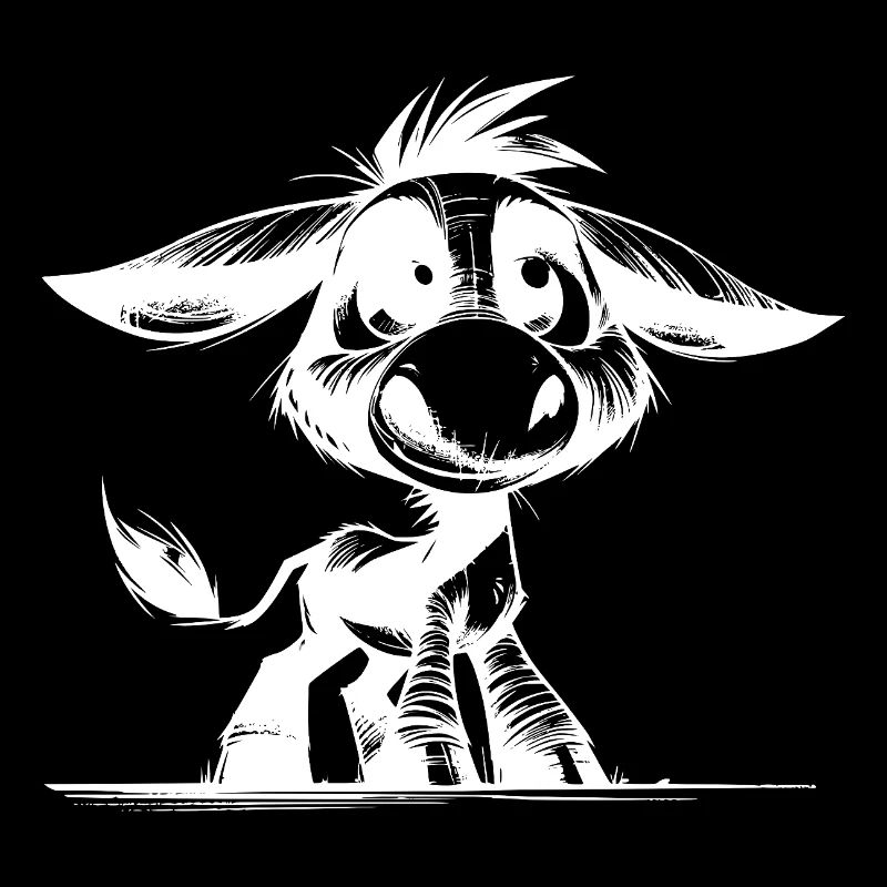 Cute Kids Donkey Funny Pencil Drawing