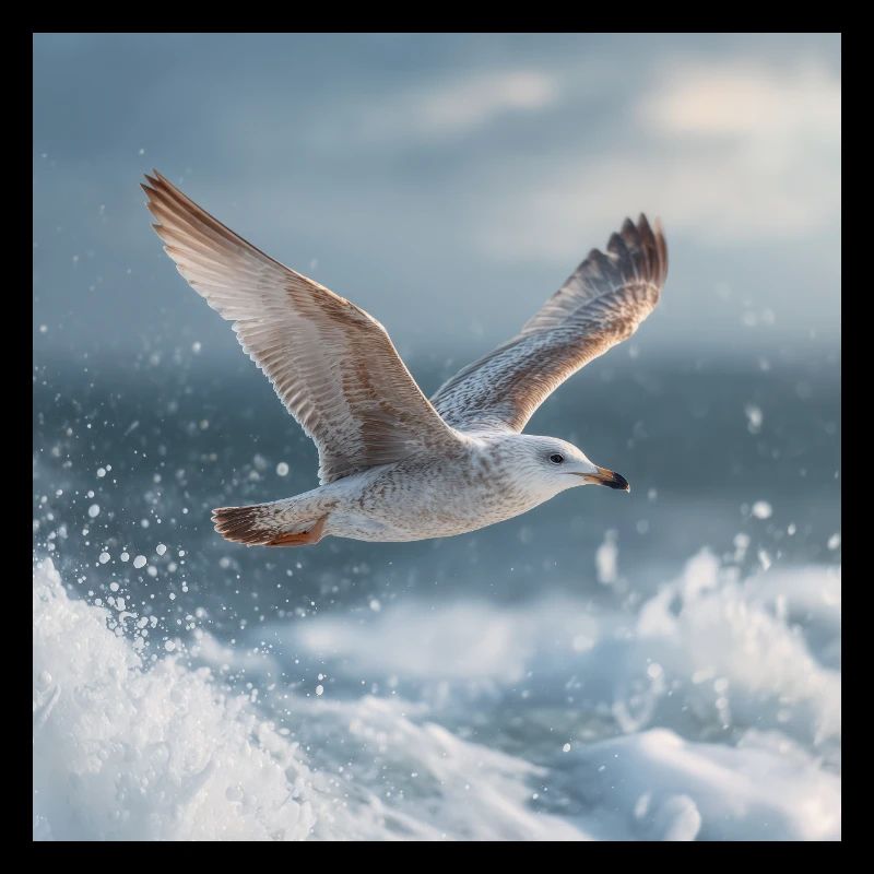 Möwe Sildermöwe im Flug Nordsee Maritime Art