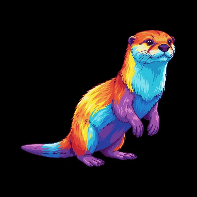 Buntes Otter-Regenbogen-Pop-Art-Aquarell
