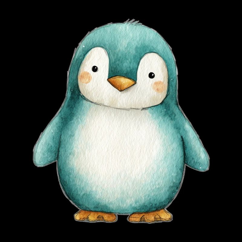 Frosted Penguin – Winter Children's Illustration