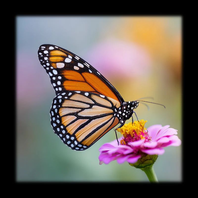 Papillon monarque sur Verbena Macro