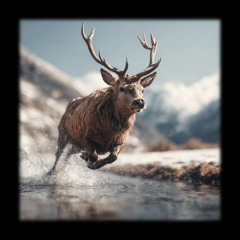 Cerf majestueux : Saut à travers les Alpes