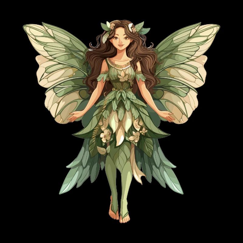 Fée de la forêt en robe de feuilles