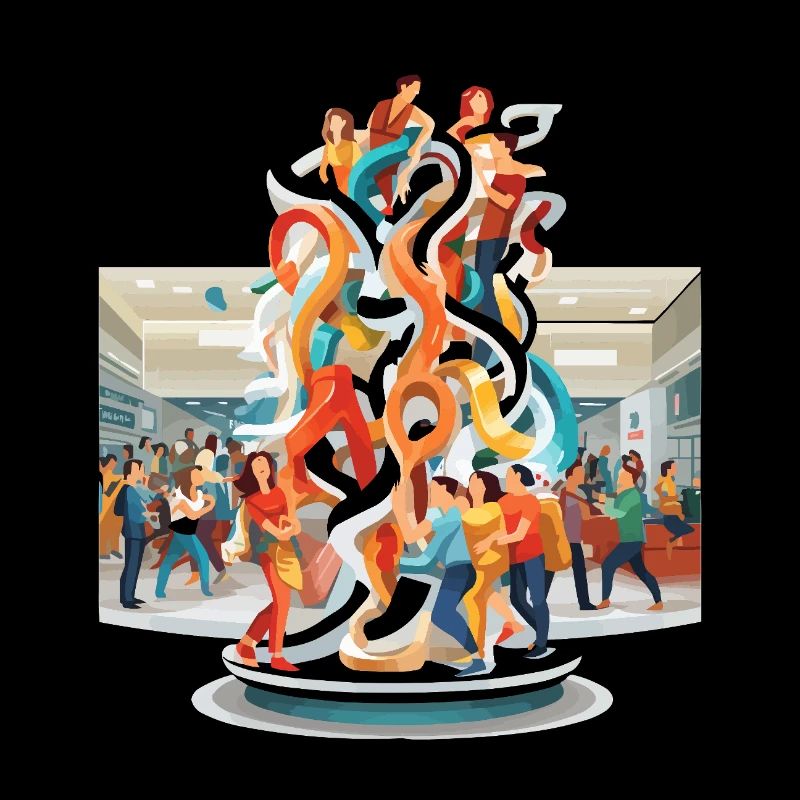 Colour Swirls Encounters Sculpture