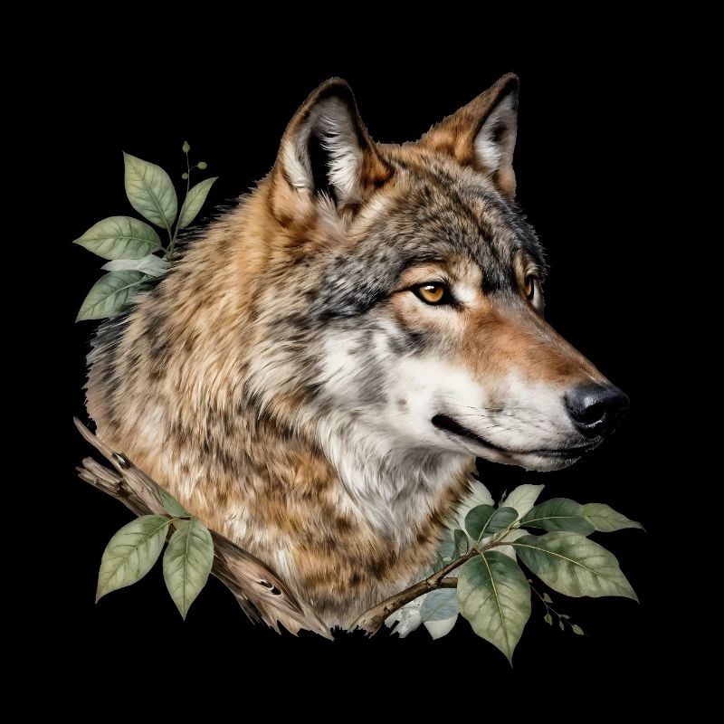 Wolf surrounded by foliage
