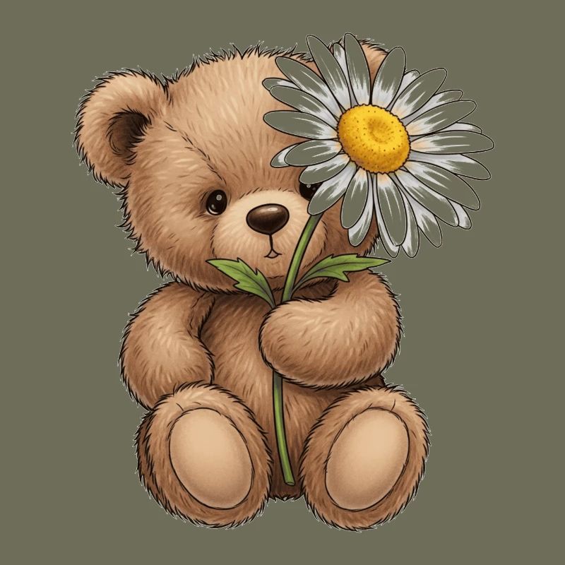 T-shirt Ours Mignon avec Fleur - Design Douceur 