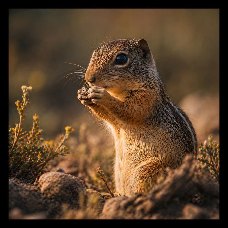 Chipmunk in autumn light