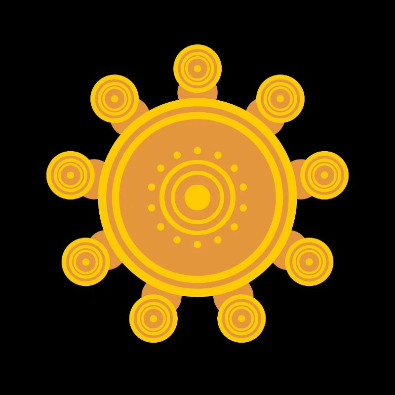 Zentrale orangefarbene Mandala-Sonne