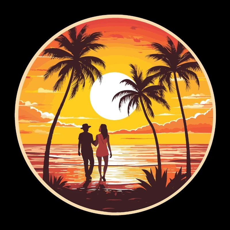Sunset Beach Couple Romantique