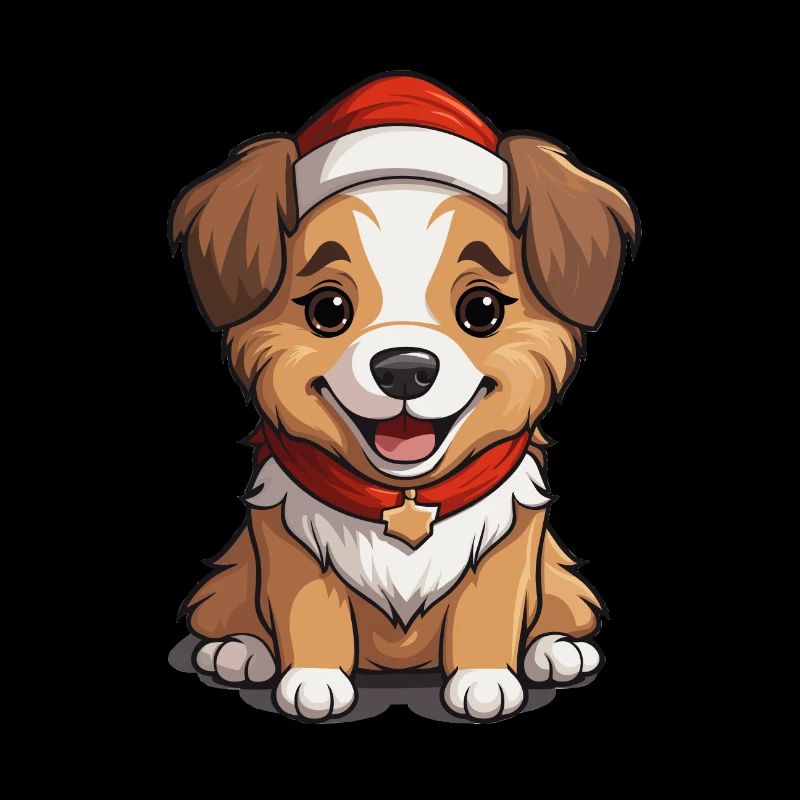 Design de Noël de chien - Style Kawaii