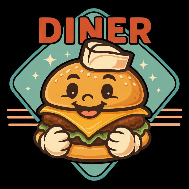Retro Burger Diner Vintage 50s Cheeseburger Fast